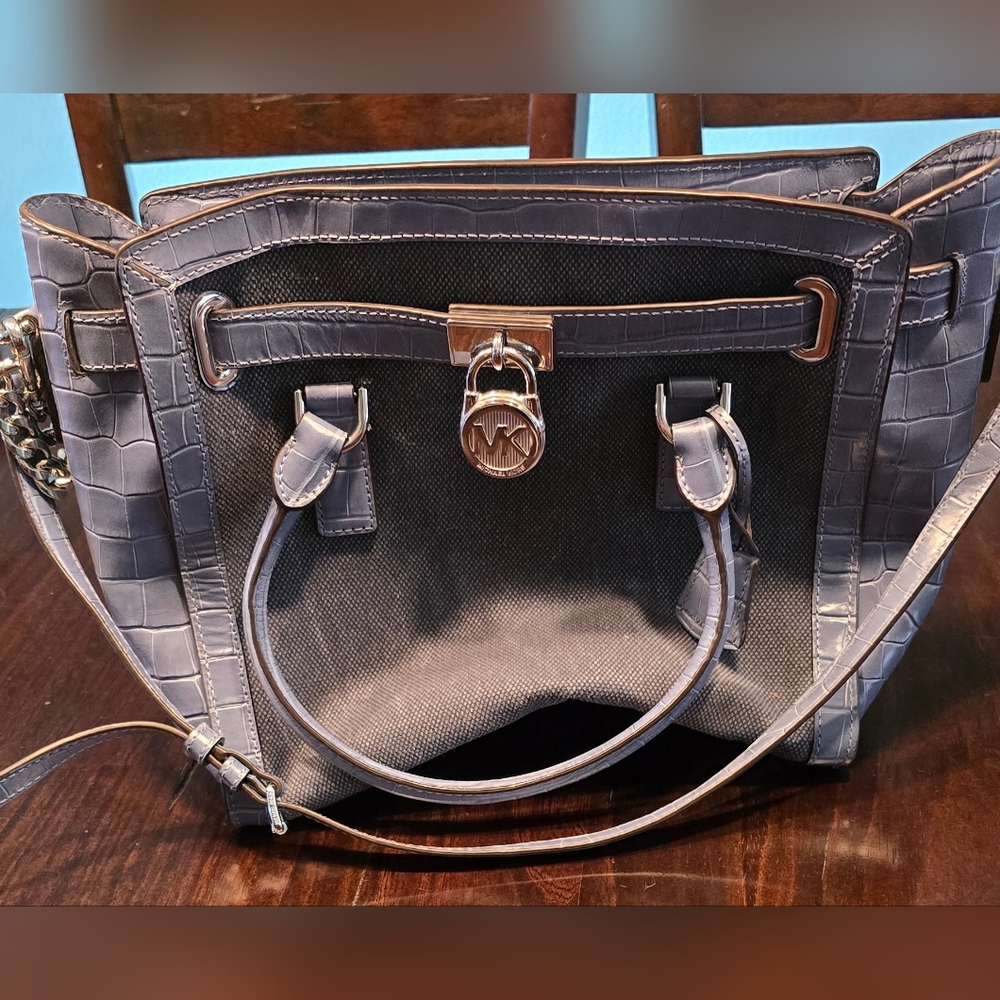 Michael Kors Hamilton Canvas/Leather Medium North South Messenger/Shoulder Bag